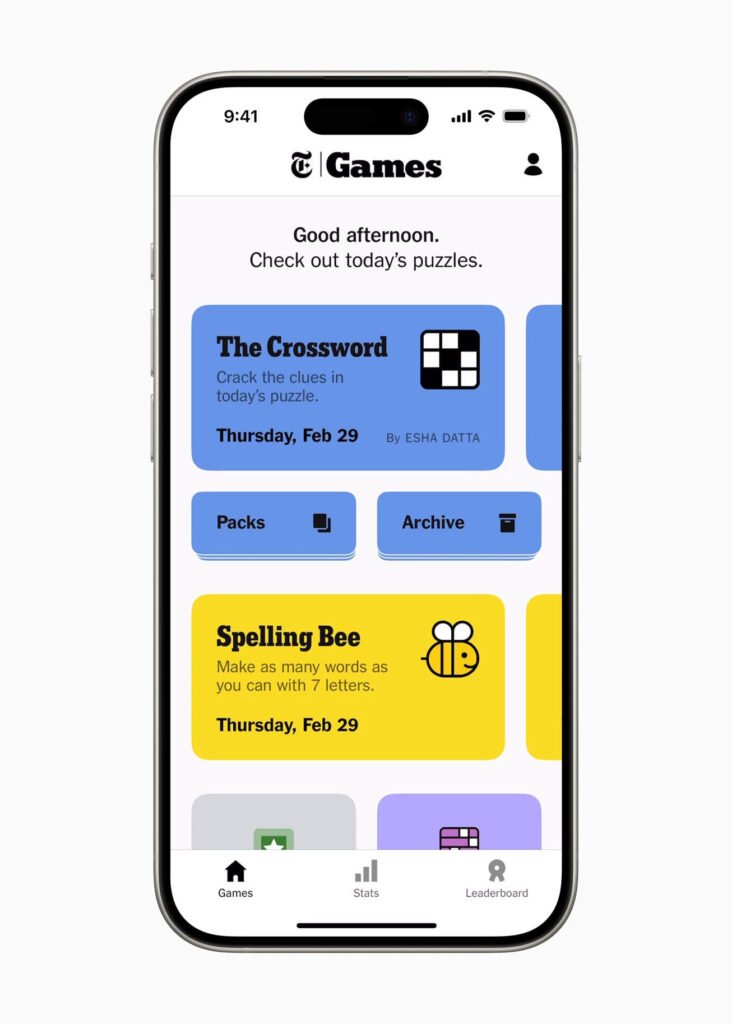 crossword home screen